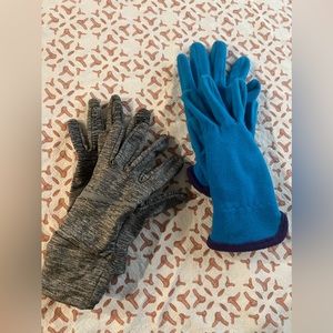 Set of 2 Women’s Gloves: 1 Fleece Pair and 1 Under Armour pair with touch tips